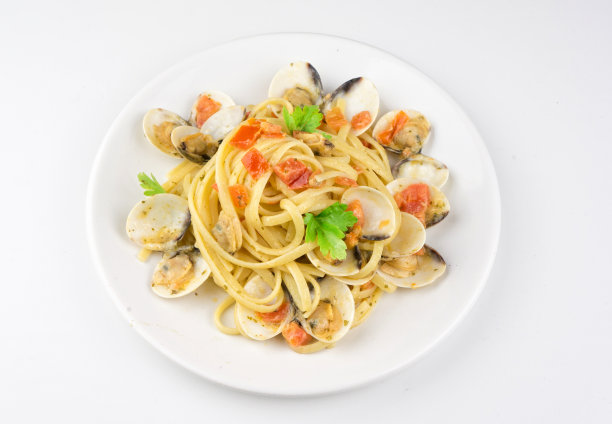 蛤蜊意大利面特写图片下载