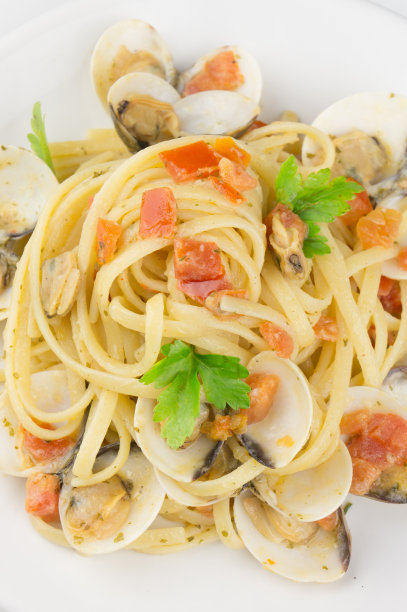 蛤蜊意大利面特写图片下载