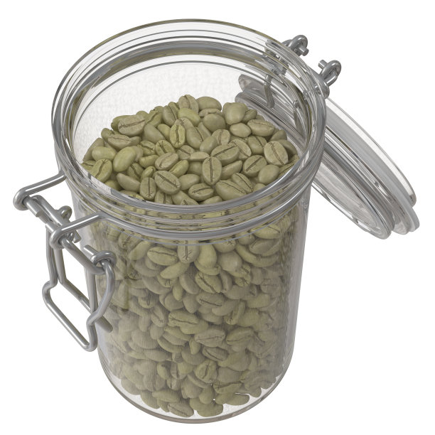 装有咖啡豆的玻璃罐图片下载