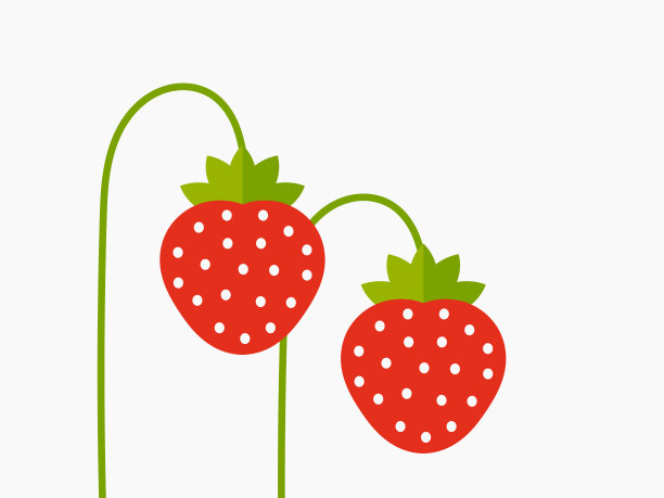 植物茎上的红色草莓果实。图片下载