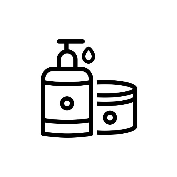 化妆品液体肥皂和天然奶油，图标。图片下载