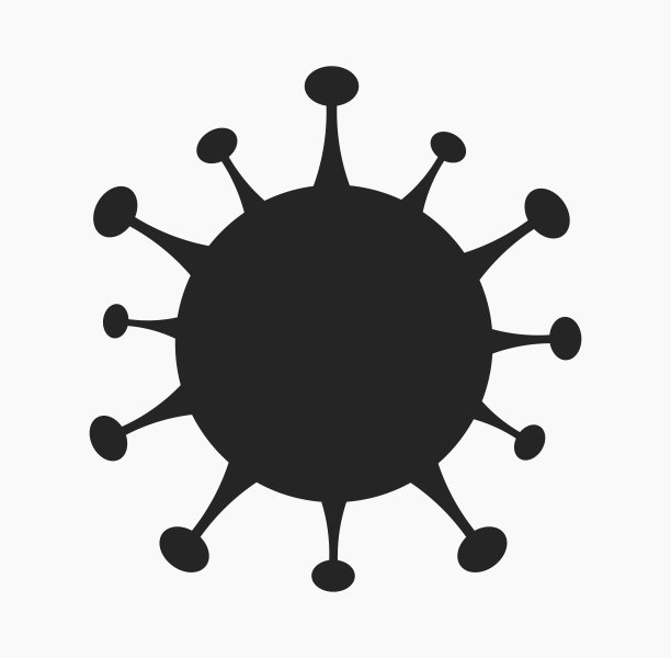 冠状病毒黑色图标：COVID-19大流行图片下载