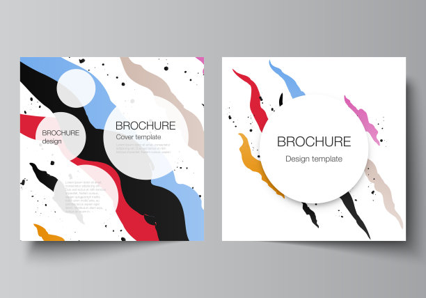 矢量布局的两个方形封面设计模板为宣传册，传单，杂志，封面设计，书籍设计，宣传册封面，创意机构，公司，商业，投资组合，pitch deck，创业。图片下载