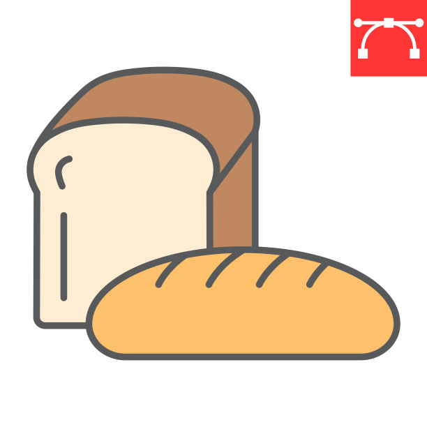 面包颜色线图标面包房和早餐面包图片下载