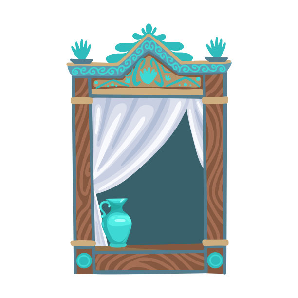 复古的窗板木雕图片下载