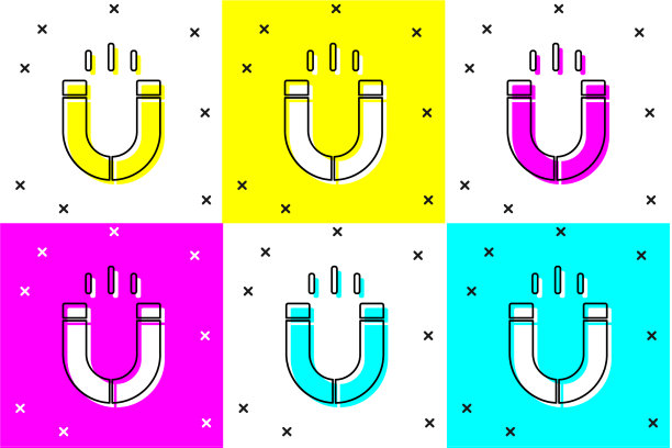 设置磁铁图标孤立的颜色背景图片下载