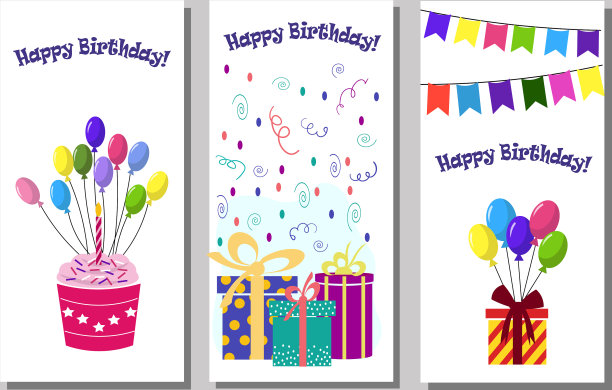 生日贺卡，纸杯蛋糕和蜡烛图片下载