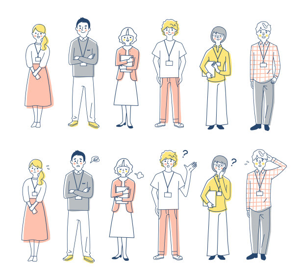 两种商务人士的面部表情是消极的和快乐的图片下载