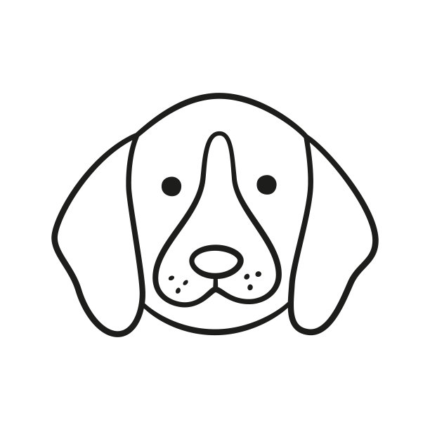 可爱的小猎犬的脸。狗的头图标。手绘孤立矢量插图图片下载