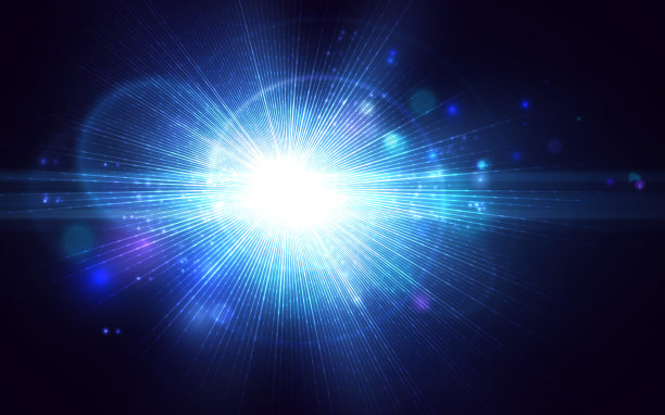 灯光效果，发光的耀斑。抽象的蓝色背景。矢量图形设计。图片下载