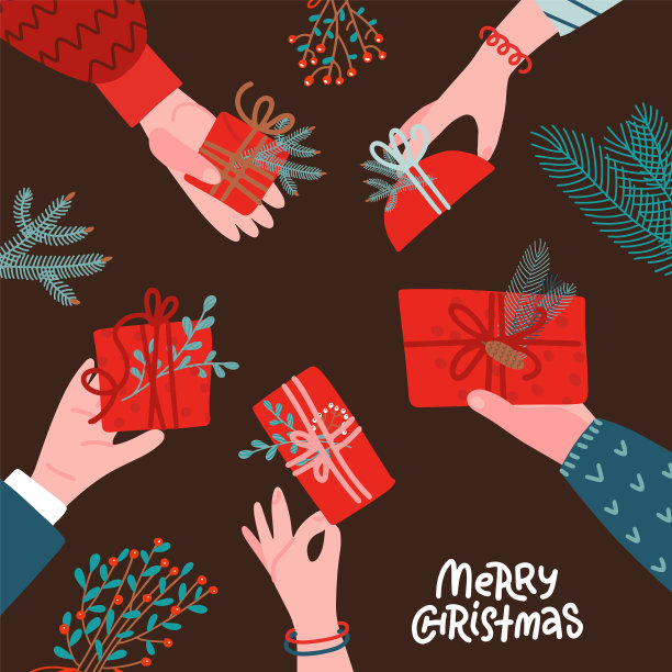 许多人为圣诞节送礼物图片下载