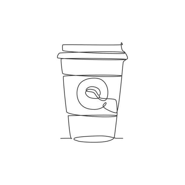 单线画热鲜纸杯的图片下载