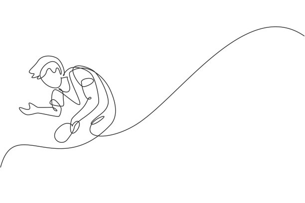 单线连续画青年敏捷男子图片下载