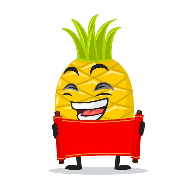矢量插画的菠萝吉祥物或角色图片下载