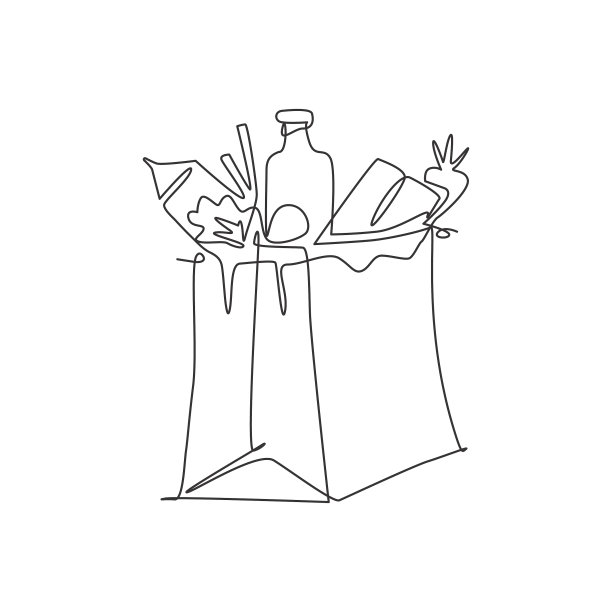 一条线画出了新鲜的纸杂货图片下载