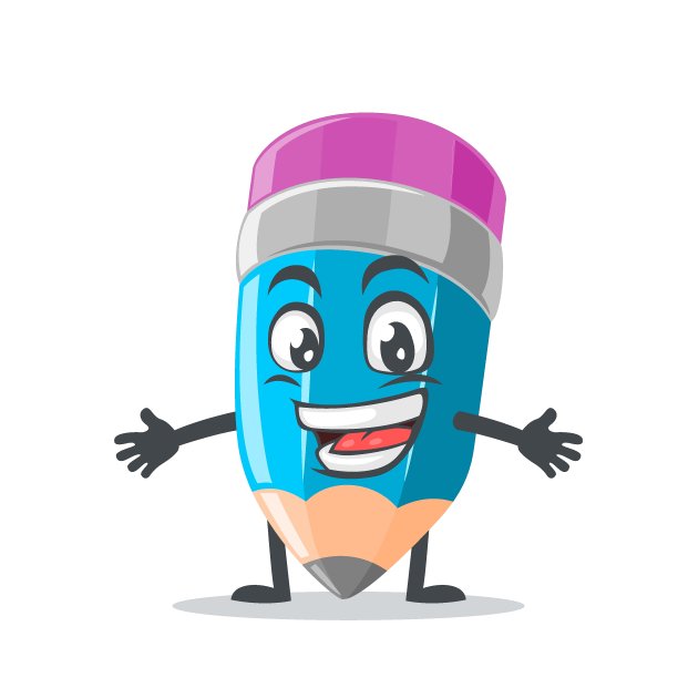 吉祥物或铅笔角色的矢量插图图片下载