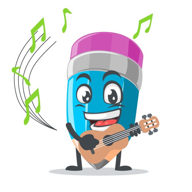 吉祥物或铅笔角色的矢量插图图片下载