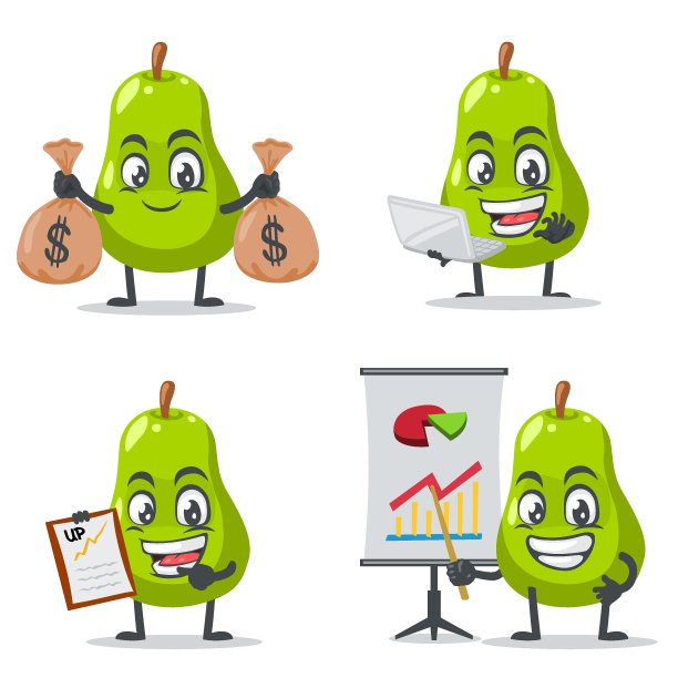 矢量插图的梨吉祥物或par字符图片下载