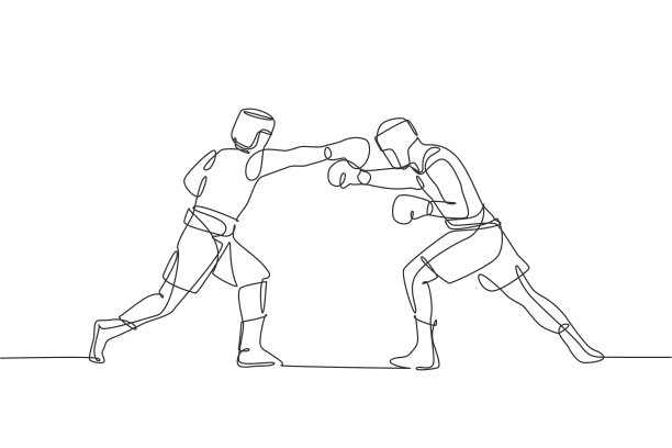 一条单线画出了两个朝气蓬勃的年轻人图片下载