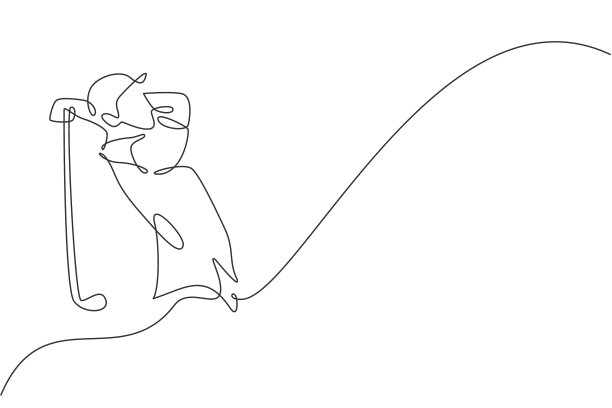 一条线画年轻的运动高尔夫图片下载