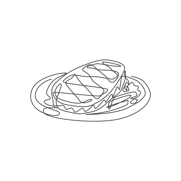 单线画出鲜美的排骨图片下载