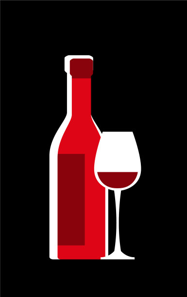 程式化的画一瓶葡萄酒和一个玻璃杯图片下载