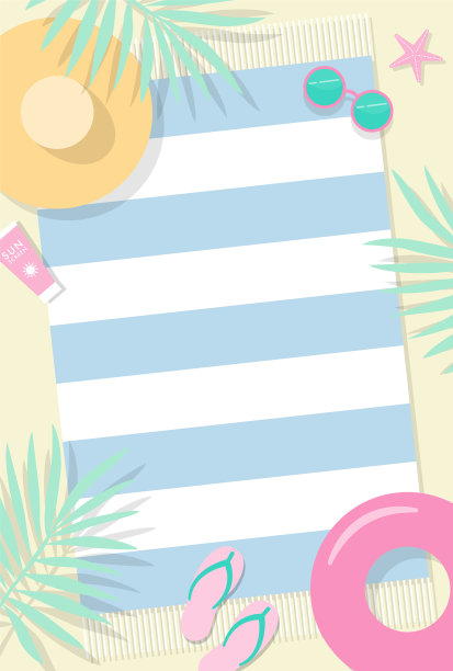 夏季矢量背景与沙滩插图横幅，卡片，传单，社交媒体壁纸等。图片下载