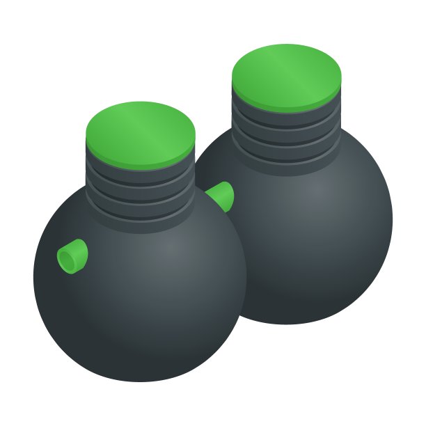 矢量插图塑料化粪池隔离在白色背景。现实的污水罐图标在平面卡通风格。排水。用于地下化粪池系统的污水处理池。图片下载