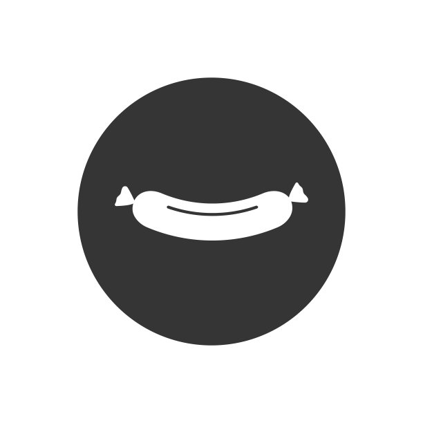 腊肠肉链接或腊肠狗平面矢量白色图标图片下载