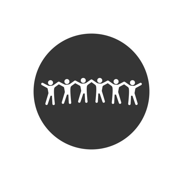 人们手牵手白色图标，圆舞，人们团结。矢量信号图片下载