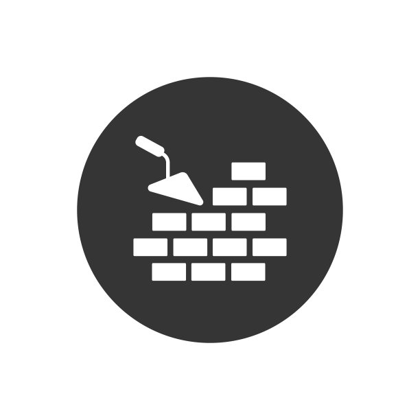 矢量白色图标砌砖和建筑泥铲图片下载