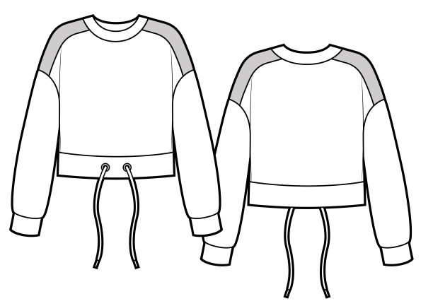 裁剪运动衫时尚平面素描模板图片下载