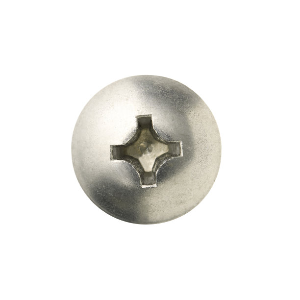 孤立的镜头，一个螺钉头直接从上面的白色背景图片下载