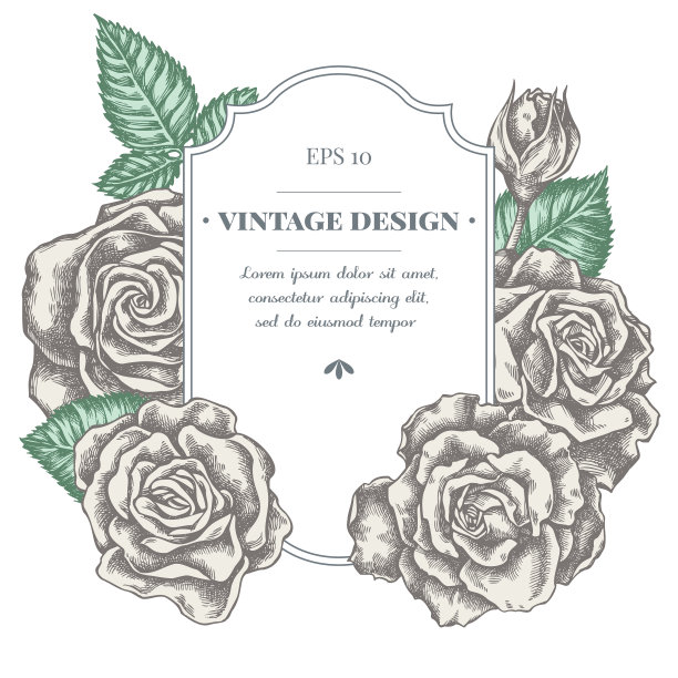 徽章设计与柔和的玫瑰图片下载