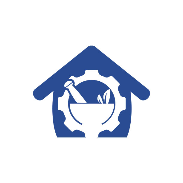 齿轮药房与家居标志设计图片下载