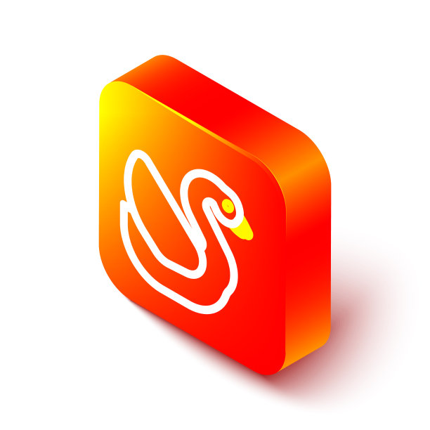 等距线天鹅鸟图标孤立在白色图片下载