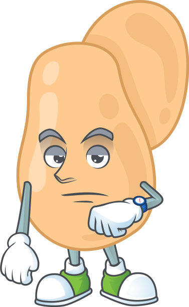 带有等待姿态的卡通吉祥物设计图片下载