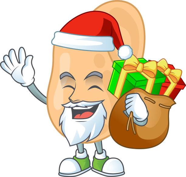 圣诞老人用麻袋送给卡通人物礼物图片下载