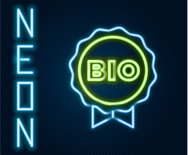 发光的霓虹灯线横幅标签标签标志生物图片下载