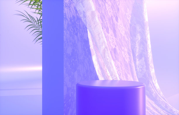 自然美丽的讲台背景产品展示与热带棕榈叶。图片下载