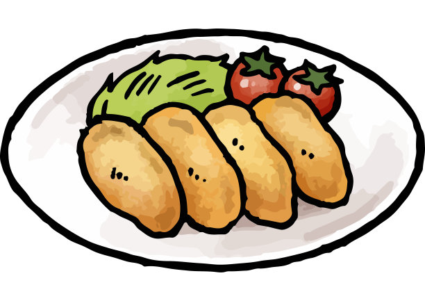 [手绘矢量插图材料]牡蛎油炸插图图片下载