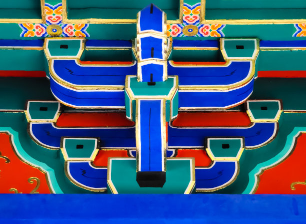 色彩缤纷的中国传统屋顶图片下载