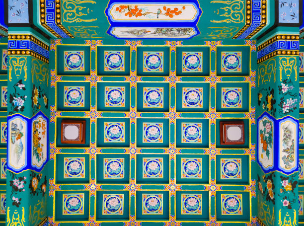 色彩缤纷的中国传统屋顶图片下载