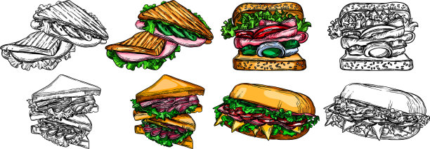 汉堡比萨饼三明治薯条图片下载
