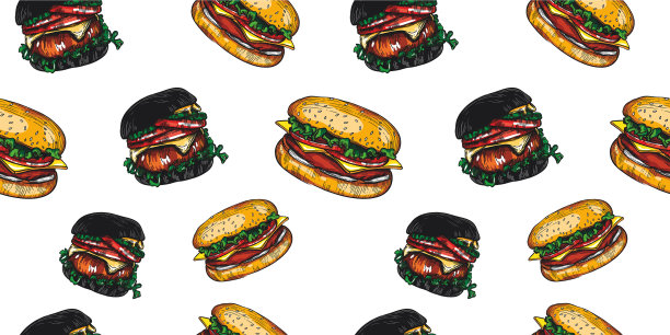 一组大的画着汉堡和三明治图片下载