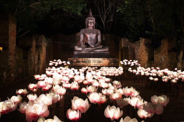 夜光荷花佛像。泰国大城府时代的风格。图片下载