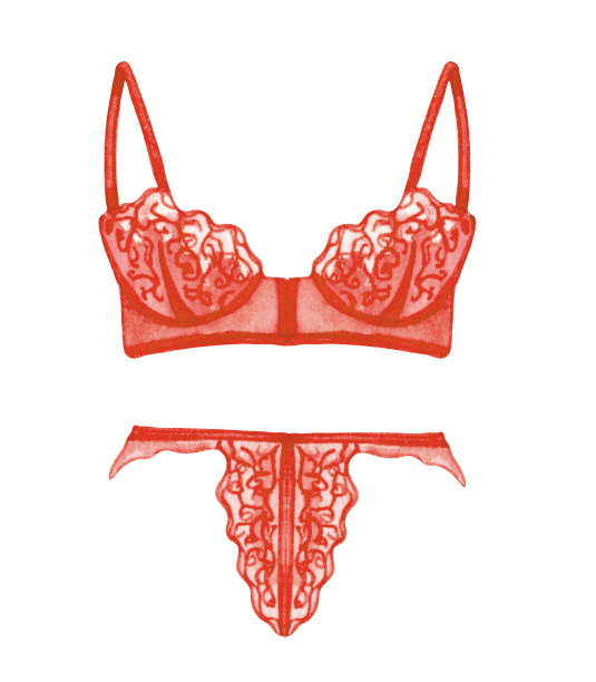 水彩内衣。手绘女人内衣。时装插图图片下载
