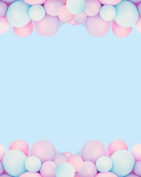 粉色和薄荷气球照片墙生日装饰图片下载