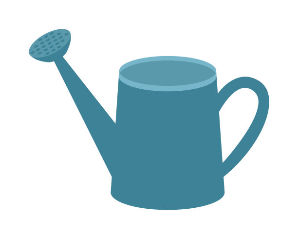 蓝色锌喷壶，用于浇花和植物。园艺和都市农业图片下载