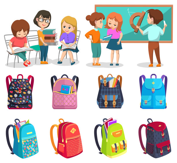 学校的孩子，课程或爱好俱乐部和书包图片下载